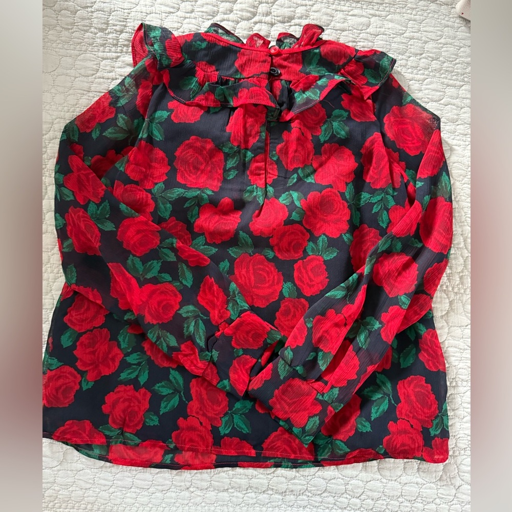 Janie and Jack Red Rose Chiffon Top